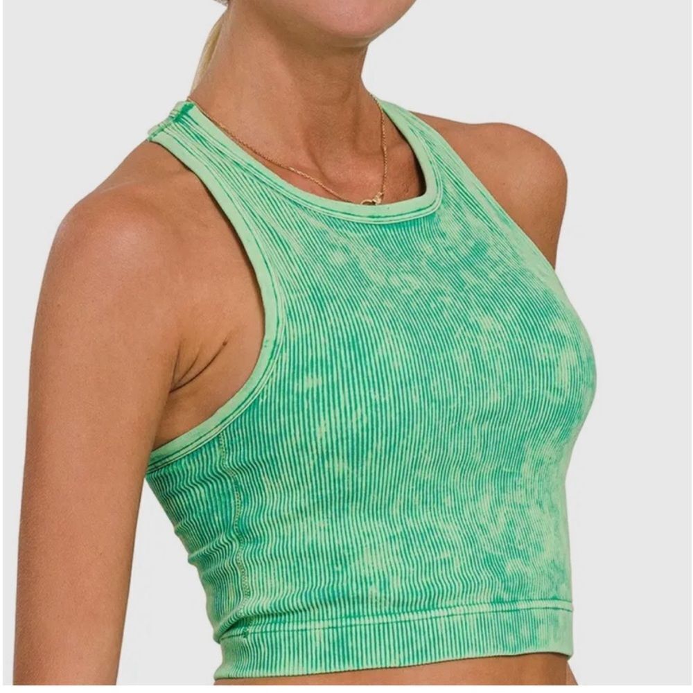 Zenana Outfitters Green Tie-Dye Tank Top